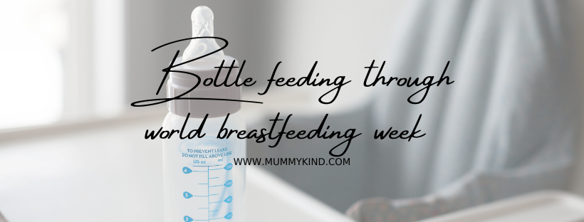 Bottle feeding in breastfeeding week title banner
